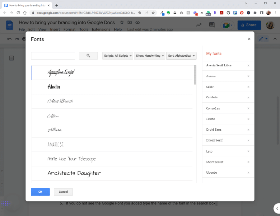 How to bring your fonts into Google Docs