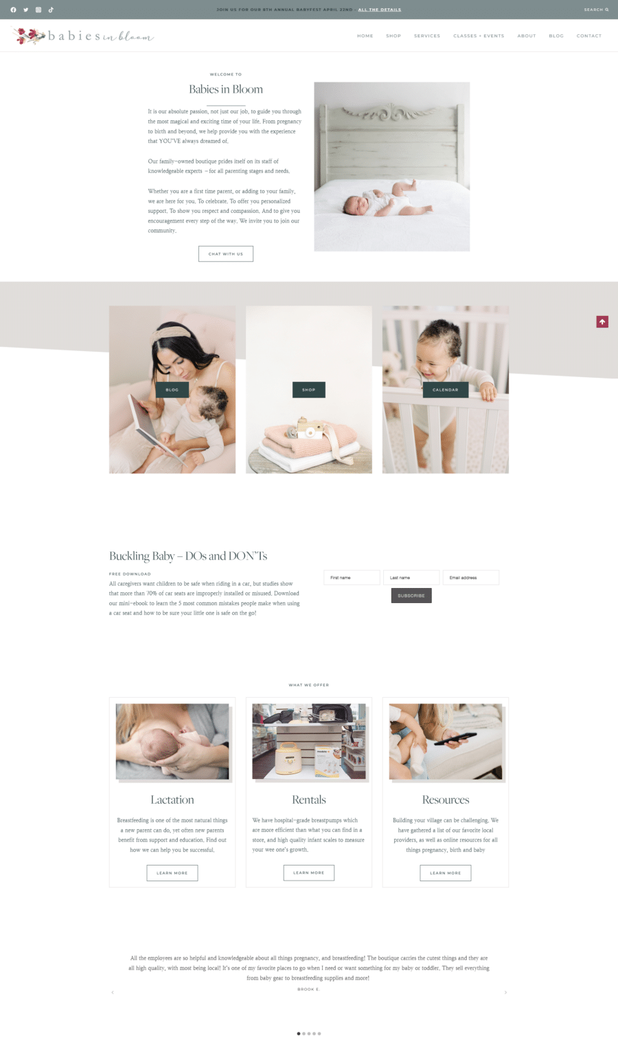 Website Redesign with VIP Day - Babies in Bloom