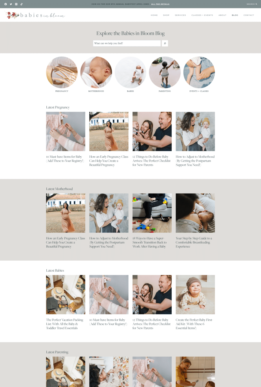 Website Redesign with VIP Day - Babies in Bloom