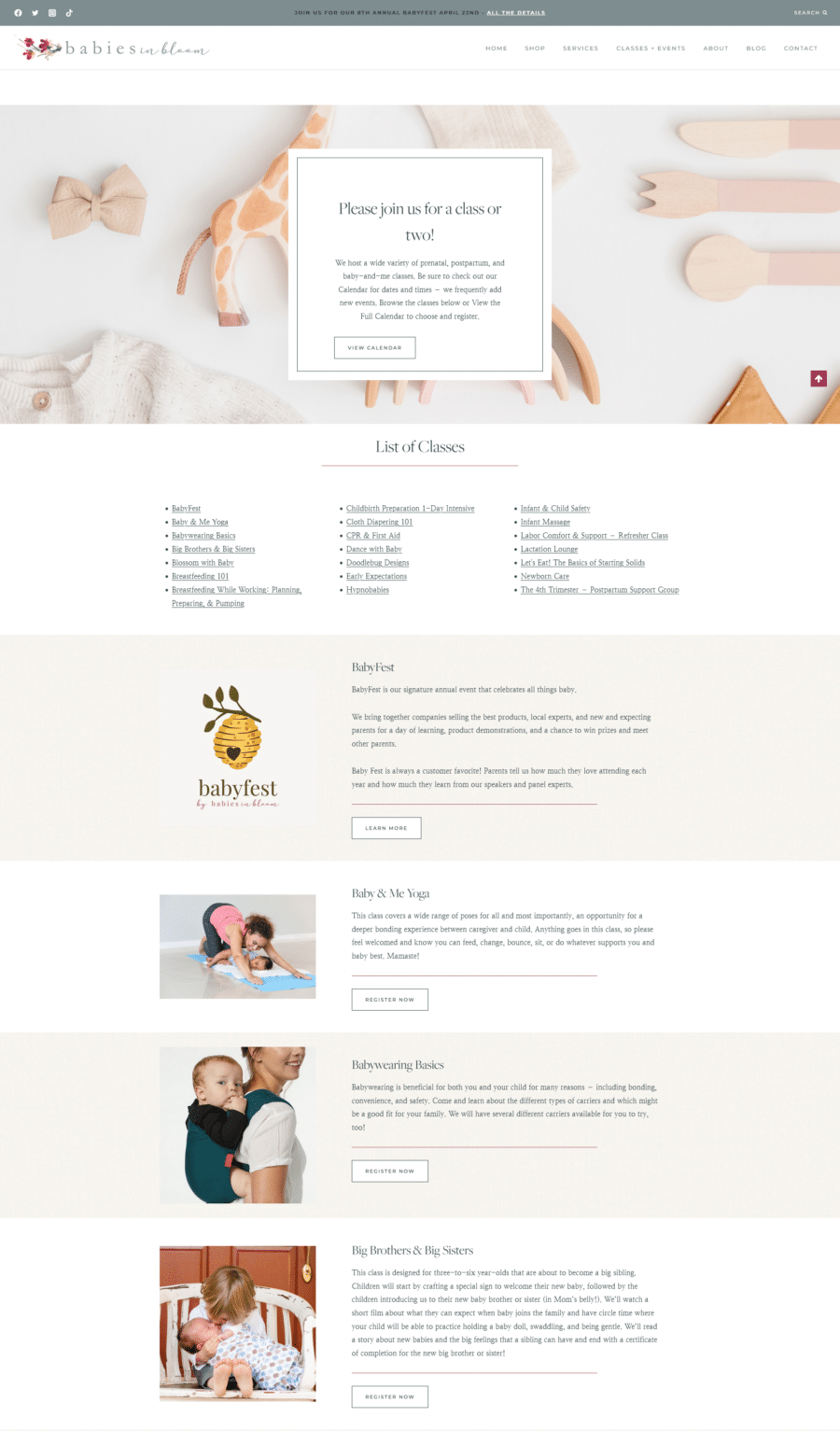 Website Redesign with VIP Day - Babies in Bloom