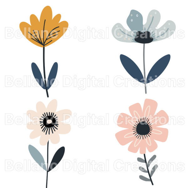 Whimsical Flowers Clipart Mega Bundle