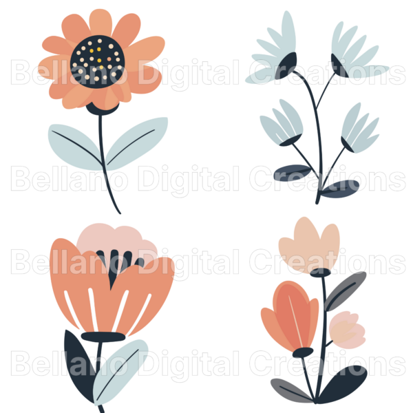 Whimsical Flowers Clipart Mega Bundle