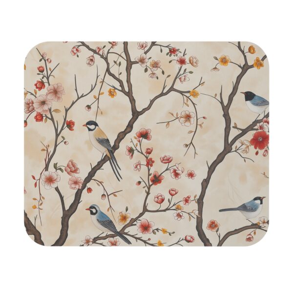 Vintage Chinoiserie-Inspired Mousepad Birds and Blossoms