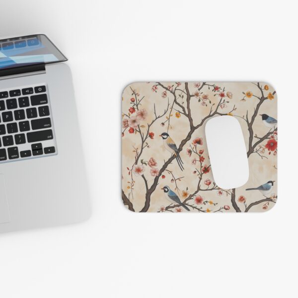 Vintage Chinoiserie-Inspired Mousepad Birds and Blossoms