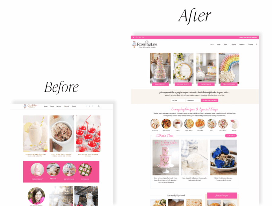 Rose Bakes before and after