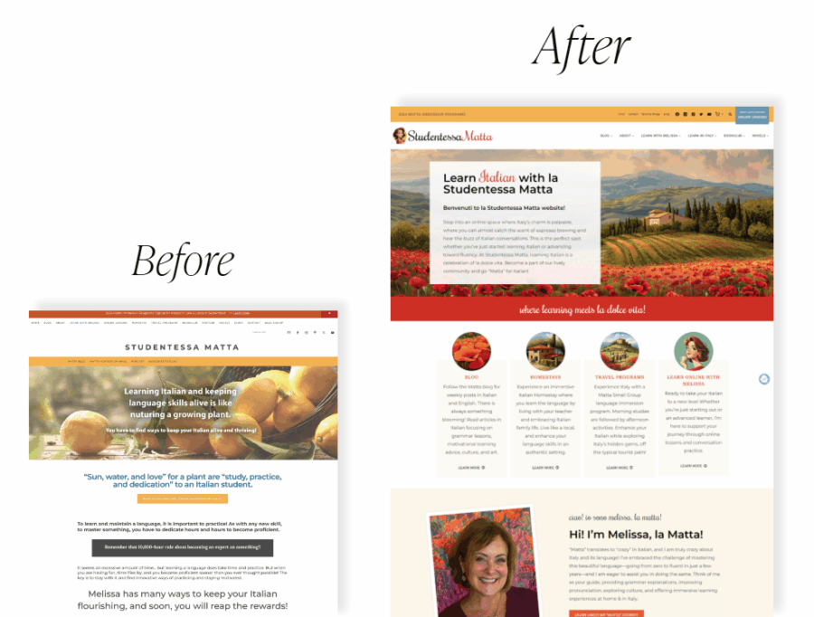 Studentessa Matta before and after